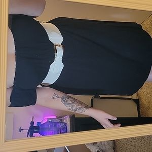 Off the Shoulder Black Dress (Belt not Included)
